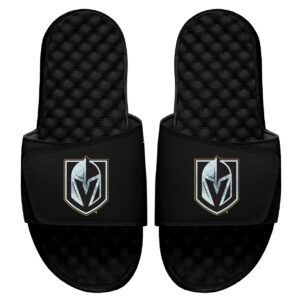 Youth ISlide Black Vegas Golden Knights Ice Clipping Mask Slide Sandals