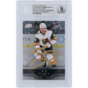 Jack Eichel Vegas Golden Knights Autographed 2021-22 Upper Deck Extended Series Black Diamond Gold Ink #BD-15 Beckett Fanatics Witnessed Authenticated Card
